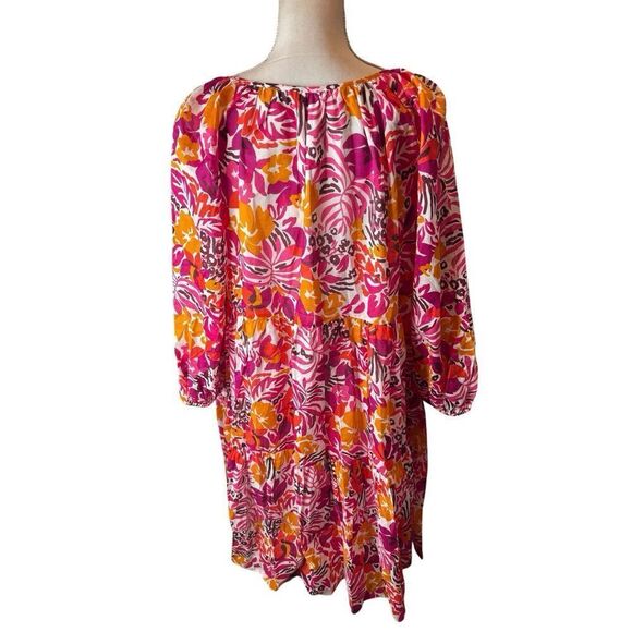 Trina Turk Tangier Oversized Cotton Dress Size L Multi Color Floral Print Beachy - Picture 3 of 4